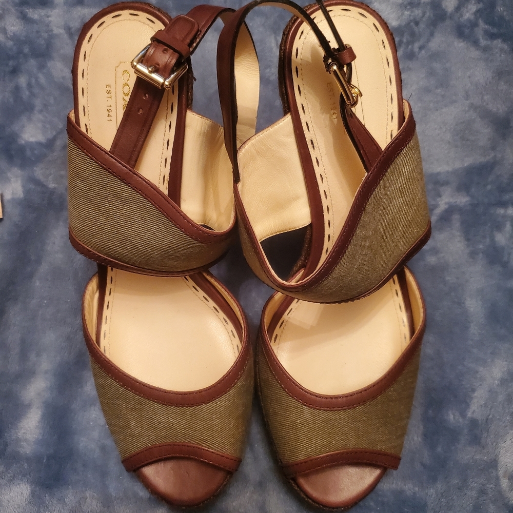 Coach Daria Olive Denim Sandals 11B